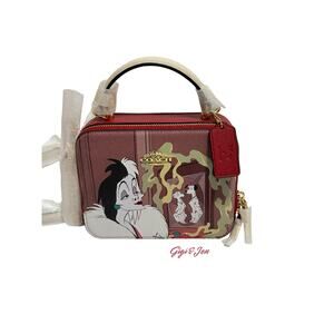 Coach Disney X Coach Box Crossbody Cruella Motif Red Apple Multi